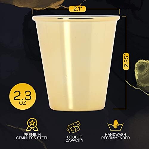 סט כוסות 6-זהב-70 מיליליטר - כוסות נירוסטה לשושבינים-כוסות מתכת ייחודיות מגניבות-כוסות לטקילה וויסקי