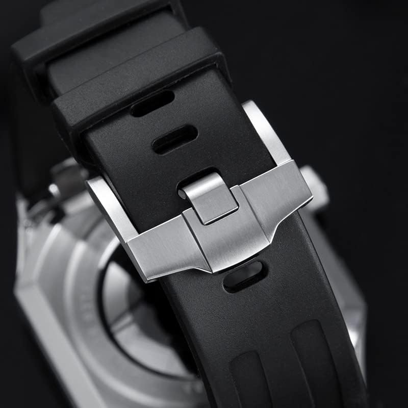 MAALYA שונה Fluororubber Watchband Protector Protector Case עם כתר עבור Apple Iwatch 4/5/6/SE שעון רצועת
