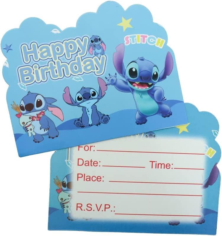 Elmswohes 30 יחידות כרטיסי הזמנה ליום הולדת חמוד כרטיסי הזמנה לילו לילדים ציוד למסיבות יום הולדת