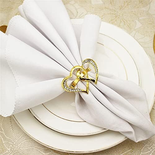 Mxiaoxia 6 PCS בצורת לב אבזם מפית חתונה מפית מתכת מפית טבעת חתונה מקלטים לחתונה קישוט שולחן