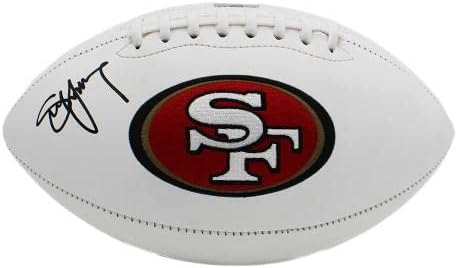 סטיב יאנג חתם על סן פרנסיסקו 49ers רקום כדורגל NFL לבן - כדורגל חתימה