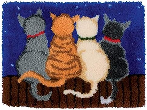 ערכות סורגת שטיח שטיח חתולי אקריליק חוט מראש מודפס בד כרית מחצלת סרוגה שטיח ספה דקור