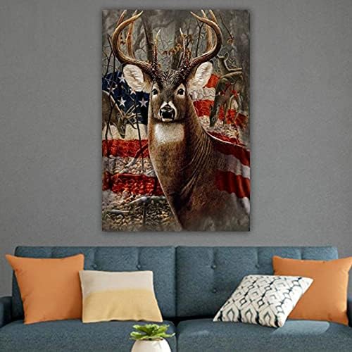 ממוסגר בד קיר אמנות אמריקאי ארהב דגל צבי שמן ציור יצירות אמנות תמונה כרזות קיר תפאורה לסלון חדר שינה