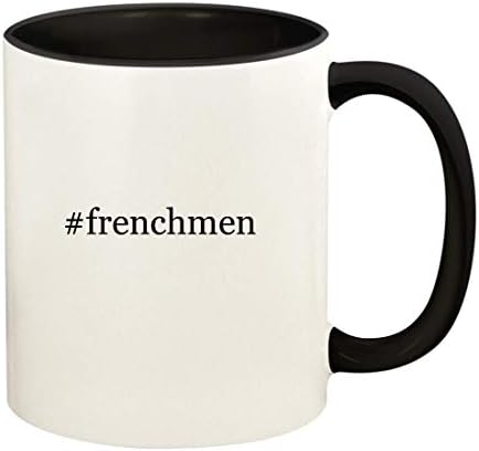 מתנות קישוטים צרפתים-11 עוז האשטאג קרמיקה בצבע ידית ובתוך קפה ספל כוס, שחור