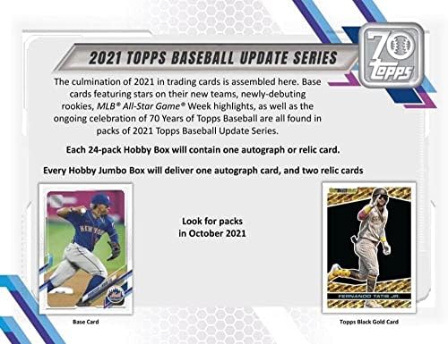 2021 Topps Update Series Series Baseball Factory אטום תיבת תחביב 24 חבילות של 14 קלפים. 1 שריד או רכב
