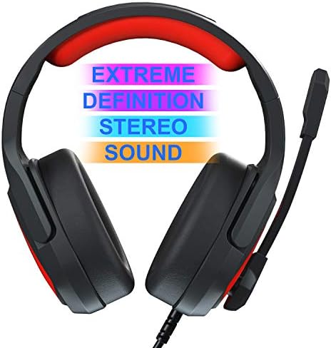 מחשב מעל אוזן אוזניות חוטית עם מיקרופון-סטריאו אוזניות משחקי אוזניות עם רך זיכרון מחממי אוזניים, רעש