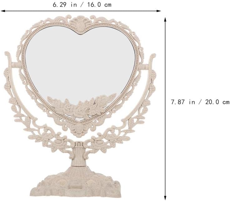 1 מחשב לב בצורת איפור מראה בציר אירופאי סגנון אקריליק צד אחד קוסמטי 360 תואר מסתובב שולחן עבודה כלים