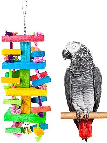 קשרים של תוכי דונו בלוקים ללעוס בלוק מעץ צעצועים ציפורי ציפורים אפריקני אפור אפריקני טהור קשרים צבעוניים