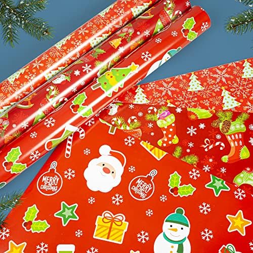 נייר עטיפה 6 לחמניות עם 6 עיצובים למתנות לחג המולד