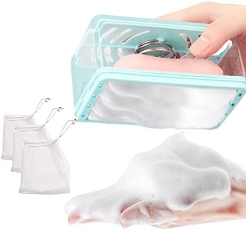 קופסת סבון מיווי מבעבע עם חורי רולר וניקוז, 2 ב 1 קופסת קצף אחסון לניקוי סבון, מיכל סבון נסיעות רב -פונקציונלי