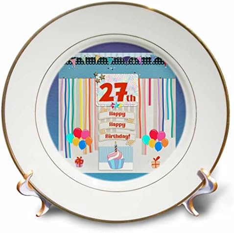 תמונת 3 של תמונת יום הולדת 27, קאפקייקס, נר, בלונים, מתנה, זרמים - צלחות