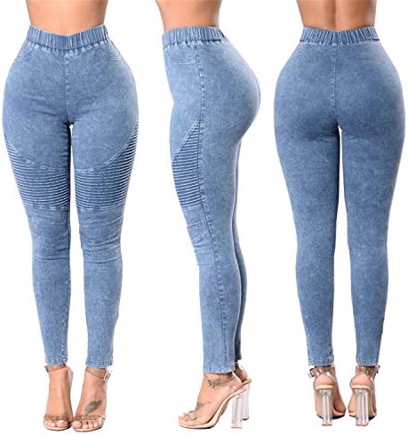 עיצוב Andongnywell משיכה על הרמת קת לחצן כלפי מעלה מכנסי יוגה נמתחים ג'ינס ג'ינס סקיני ג'ינס ג'ינס