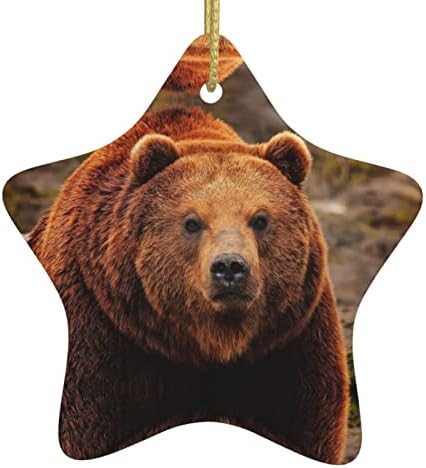 דוב גריזלי 2022 תליון קרמיקה לחג המולד לקישוט עץ חג המולד