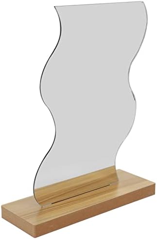 אקריליק שולחן העבודה איפור מראה, אקריליק איפור מראה נייד עמיד עם עץ בסיס עבור בית