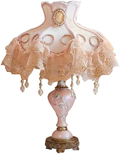 LLLY בסגנון אירופי סגנון ורוד תחרה מנורת מנורת שרף אורות לסלון נערת הנסיכה מנורת חדר שינה לידה תאורה