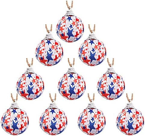 10 יחידות פטריוטי חג המולד כדור קישוטים, חג המולד דקורטיבי כדור קישוטים, אמריקאי דגל קישוטים לחג המולד,