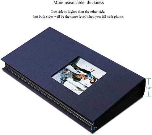 אלבום תמונות NESCL 4x6 תמונות להחזיק 408 Slip-in Slip-in Pockets Black Pictes Book, מכסה פשתן אלבומי