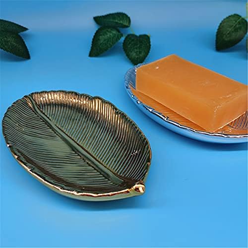 תבשיל סבון קרמיקה בצורת Leewong Leaf, מגש אחסון תכשיטים, צלחת סבון ביתית קלה לניקוי מטבח, סט שני חלקים