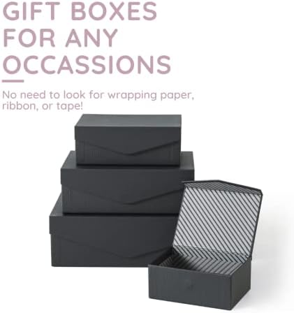 נפש ונתיב קופסאות מתנה קרטון שחור למתנות עם מכסים מגנטיים: קרטוני מתנה של חתנים קננים, ערימת מכולות
