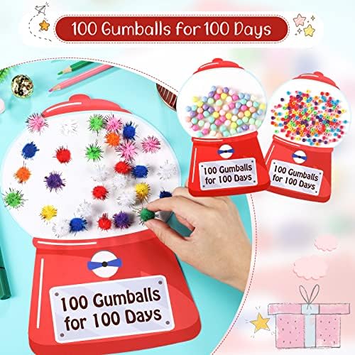 24 חתיכות 100 יום של בית ספר ערכת 100 כדורי גומי עבור 100 ימים נייר מסטיק מכונת צבע התאמת מלאכות מורה