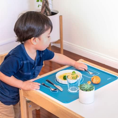 קמוס מונטסורי מפית לפעוטות-ילדים סיליקון מחצלות עבור אוכל שולחן-סט של 2-שולחן הגדרת למידה