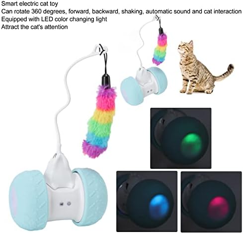 צעצועים לחתולים אינטראקטיביים של קננלאן לצעצועים של שרביט חתולים מקורה, אוטומטית עם 5 נוצות, כדור מתגלגל