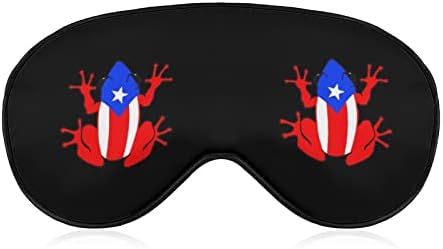 דגל פוארטו ריקו צפרדע מסכות עיניים רכות עם רצועה מתכווננת קל משקל נוח מכסה עיניים לשינה