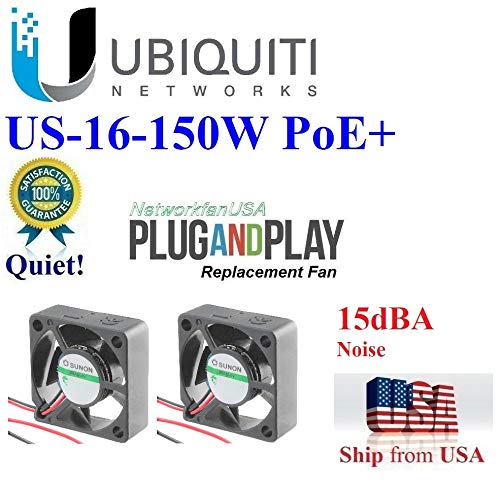 2x מאווררי החלפה שקטים חיצוניים תואמים ל- Ubiquiti US-16-150W POE+ UniFi מתג
