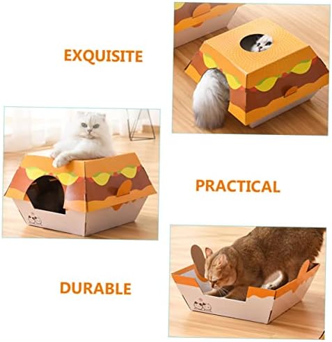 פטקאו המבורגר חתול קן חיצוני צעצוע חתול מקלט חיצוני מקורה צעצועי למחזור חתול משטח גירוד חתול מגרד לוח