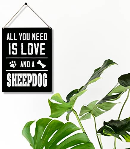 כל מה שאתה צריך זה אהבה ושלט עץ רועים 8 x 10 מתנות של אמא של כלביות עץ תלייה מעץ לקישוט אמנות קיר ביתי