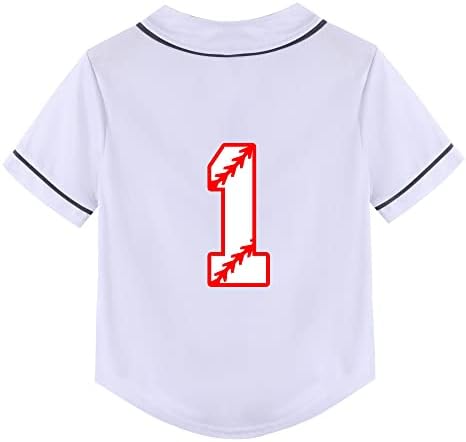גופיית בייסבול בייסבול לתינוקות Mowbeat, חולצת מסיבת יום הולדת בת שנה, כפתור שרוול קצר טי פעוט תינוקות