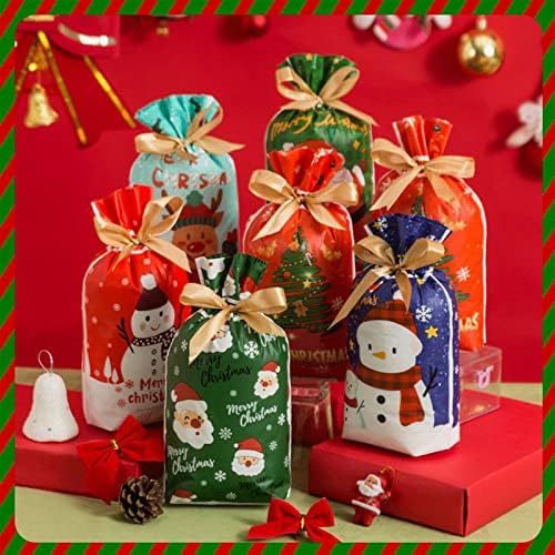 שקיות מתנה לחג המולד של Ulbek, 48 יחידות חג המולד טפלו בשקיות ממתקים גודי, 6 סגנונות בגדלים גדולים לתיקים