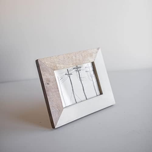 Foreside Home & Garden 5x7 אינץ 'עץ לבן, שרף ומסגרת צילום זכוכית