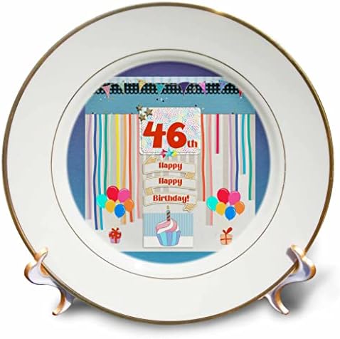 תמונת 3 של תמונת יום הולדת 46, קאפקייקס, נר, בלונים, מתנה, זרמים - צלחות