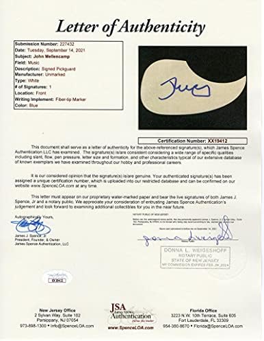ג'ון קוגר מלנקאמפ חתום על חתימה חתימה פנדר גיטרה אקוסטית - w/ James Spence JSA מכתב האותנטיות - אירוע