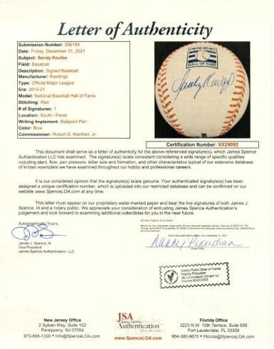 סנדי קופקס חתום על חתימה על היכל התהילה MLB Dodger