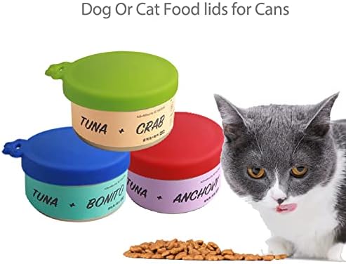 יובאי 3 חבילה חתול מזון פחיות מכסים, מזון בטוח חינם & מדיח כלים בטוח, סיליקון יכול מכסים מכסה עבור חתול