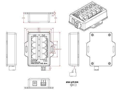 4 יציאות פסיביות RJ45 POE מודול הזרקת כוח