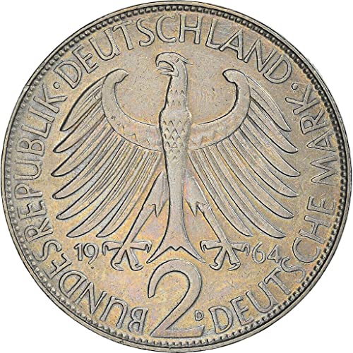 1957-1971 2 מטבע מארק גרמני, עם חלוץ מקס פלאנק בפיזיקה. 2 דויטשה מארק שדורג על ידי המוכר המופץ על ידי