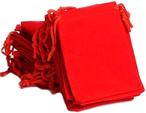קטיפה אדומה 7 על 5 אינץ ' כ שקיות מתנת פוטלי שקית צבע מיון לחג המולד דיוואלי חג הפסחא יום הולדת יום