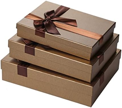 קופסת מתנה נוקשה מלבנית נוקשה עם קופסאות מתנה לבגדי ריבוע סרט עם מכסה קופסאות מתנה מקוננות לחתונה יום