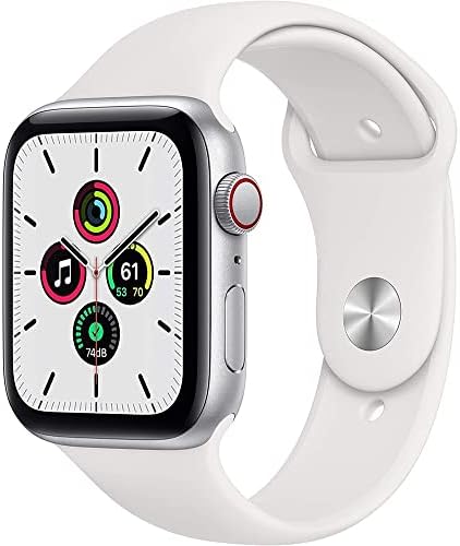 Apple Watch SE - מארז אלומיניום כסף עם פס ספורט לבן