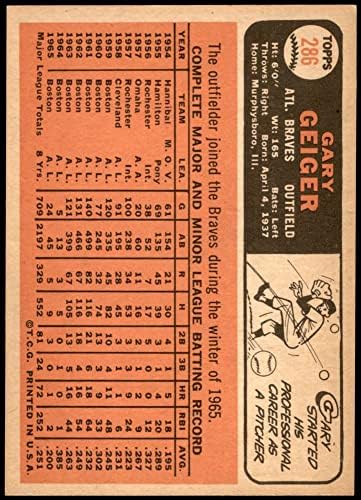 1966 Topps 286 Gary Geiger Atlanta Braves NM Braves