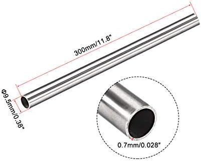 uxcell 304 צינורות צינור נימי נירוסטה 8.1 ממ מזהה 9.5 ממ OD 300 ממ אורך 0.7 ממ קיר