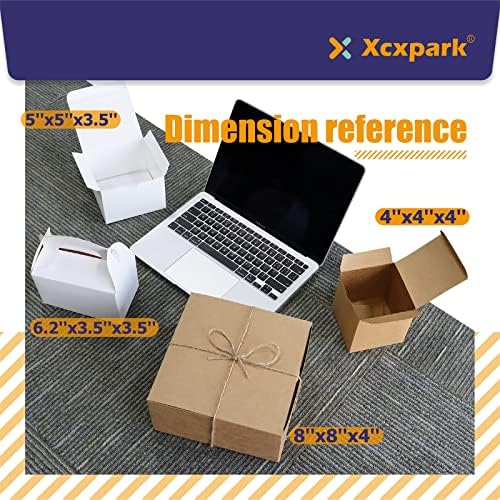 XXCXPARK 16 PCS קופסאות מתנה חום קראפט 8x8x4 אינץ