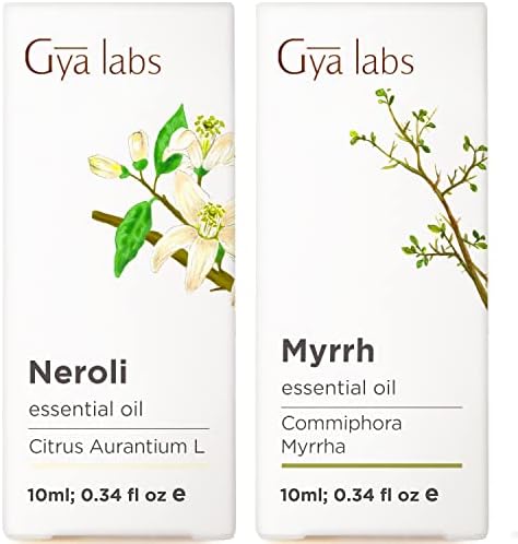 שמן אתרי נרולי ושמן Myrrh למערך עור - שמנים אתרים של טהור - 2x10ml - מעבדות GYA