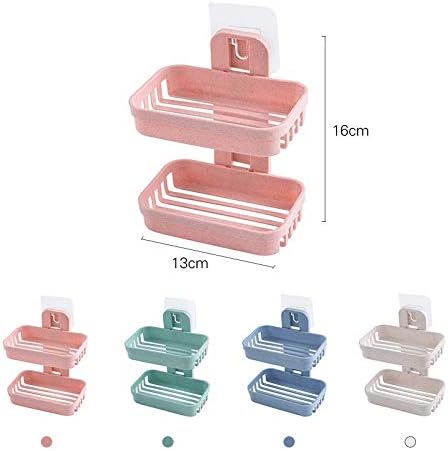 SMLJLQ חדר אמבטיה כוס יניקה כלים מחזיקי פלסטיק רכובים על קיר רכוב על סיפון כפול אחסון כפול מתלים כפול