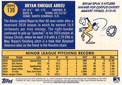 2019 טופפס מורשת קטינים 139 Bryan Abreu RC Rookie Corpus Christi Hooks כרטיס מסחר בייסבול