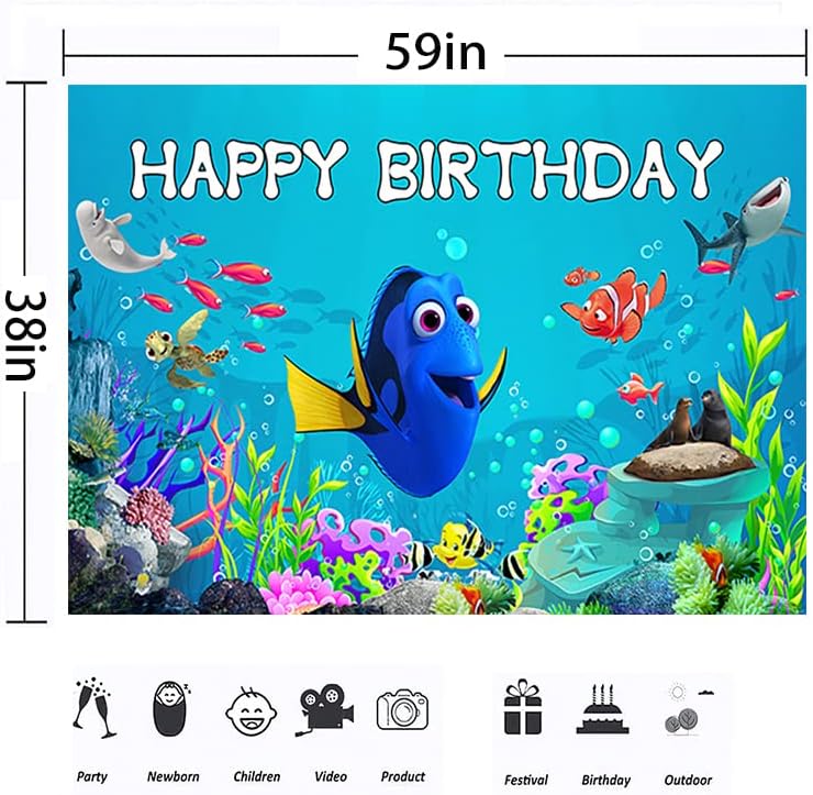 מתחת לים רקע עבור מסיבת יום הולדת קישוטי כחול מציאת נמו באנר עבור תינוק מקלחת ספקי צד 5 * 3 רגל