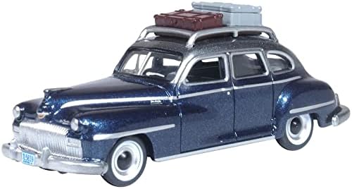 1946 דסוטו פרברי עם מתלה גג ומטען פרפר כחול מתכתי עם קריסטל אפור למעלה 1/87 בקנה מידה דייקאסט דגם רכב